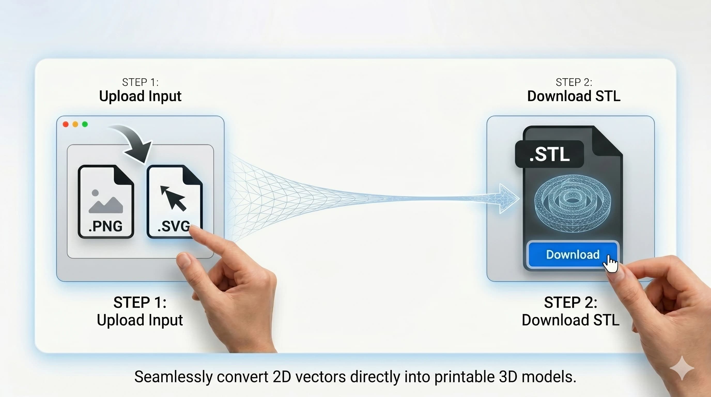 PNG / SVG to STL conversion preview — sample output