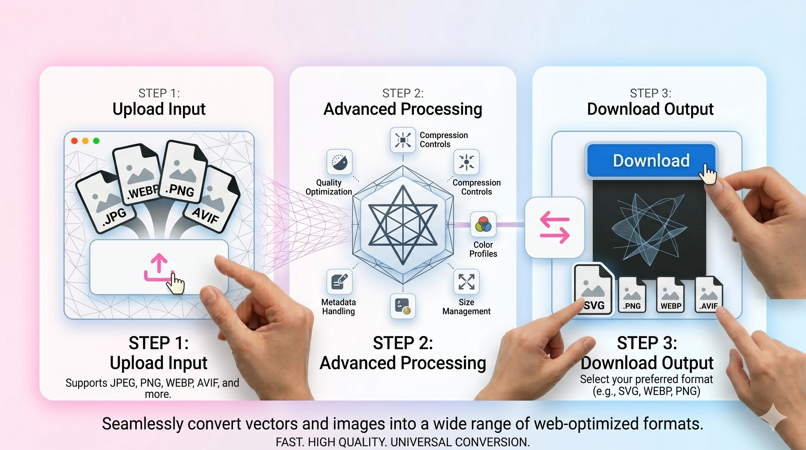 Image conversion tools — PNG, JPG, WEBP, AVIF preview